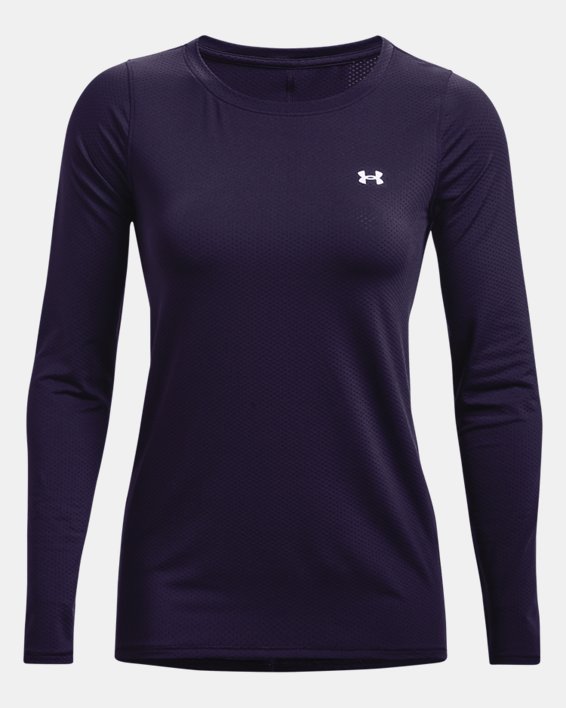 Women's HeatGear® Armour Long Sleeve, Purple, pdpMainDesktop image number 4
